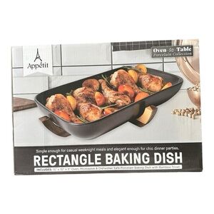 Servappetit Rectangle Baking Dish with Bamboo‎ Trivet NIB